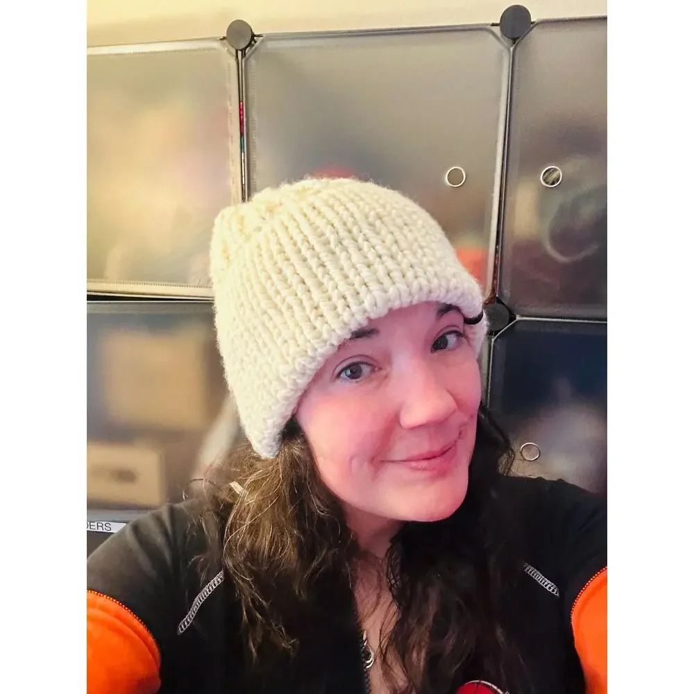 Cozy Cream Knit Beanie with Double Brim - Must Have for Winter Adventures